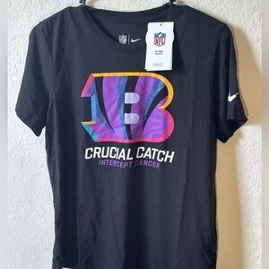 Nike Women’s XS Cincinnati Bengals Black Crucial Catch On Field T-Shirt NWT